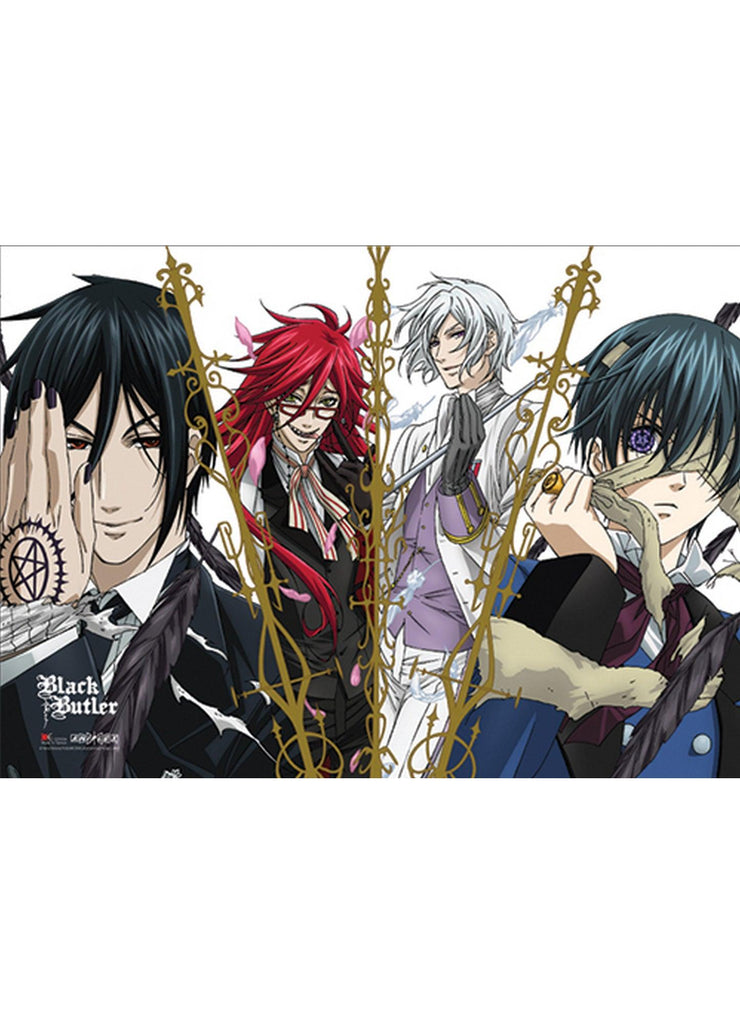 Black Butler - Sebastian Michaelis Grell Sutcliff Ash Ciel Phantomhive Fabric Poster - Great Eastern Entertainment