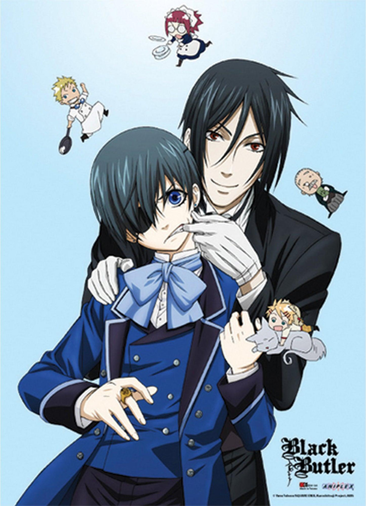 Black Butler - Sebastian Michaelis And Ciel Phantomhive With Chibi Special Edition Wall Scroll - Great Eastern Entertainment