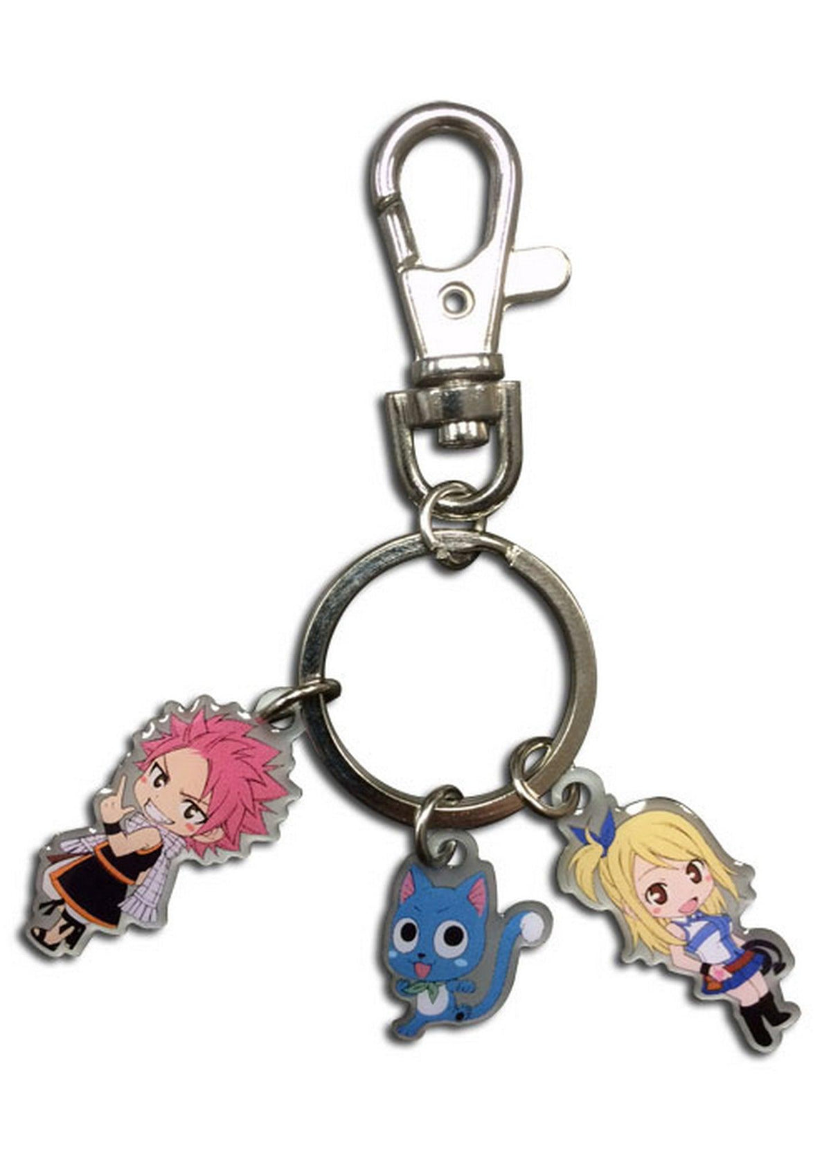 Fairy Tail - Natsu Dragneel, Happy, Lucy Heartfilia Metal Keychain - Great Eastern Entertainment