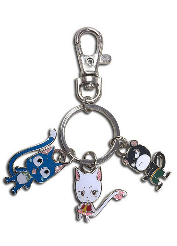 Fairy Tail - Happy, Carla, Panther Lily Metal Keychain - Great Eastern Entertainment