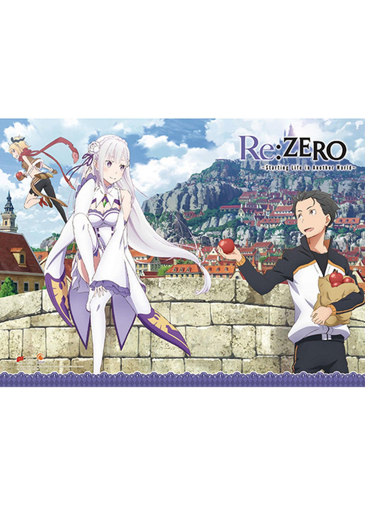 Re:Zero - Starting Life in Another World - Natsuki Subaru & Emilia & Felt Wall Scroll - Great Eastern Entertainment