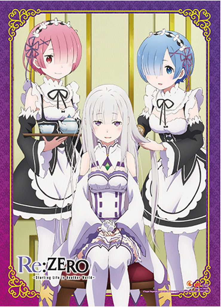 Re:Zero - Starting Life in Another World - Emilia Rem & Ram 1 Wall Scroll - Great Eastern Entertainment