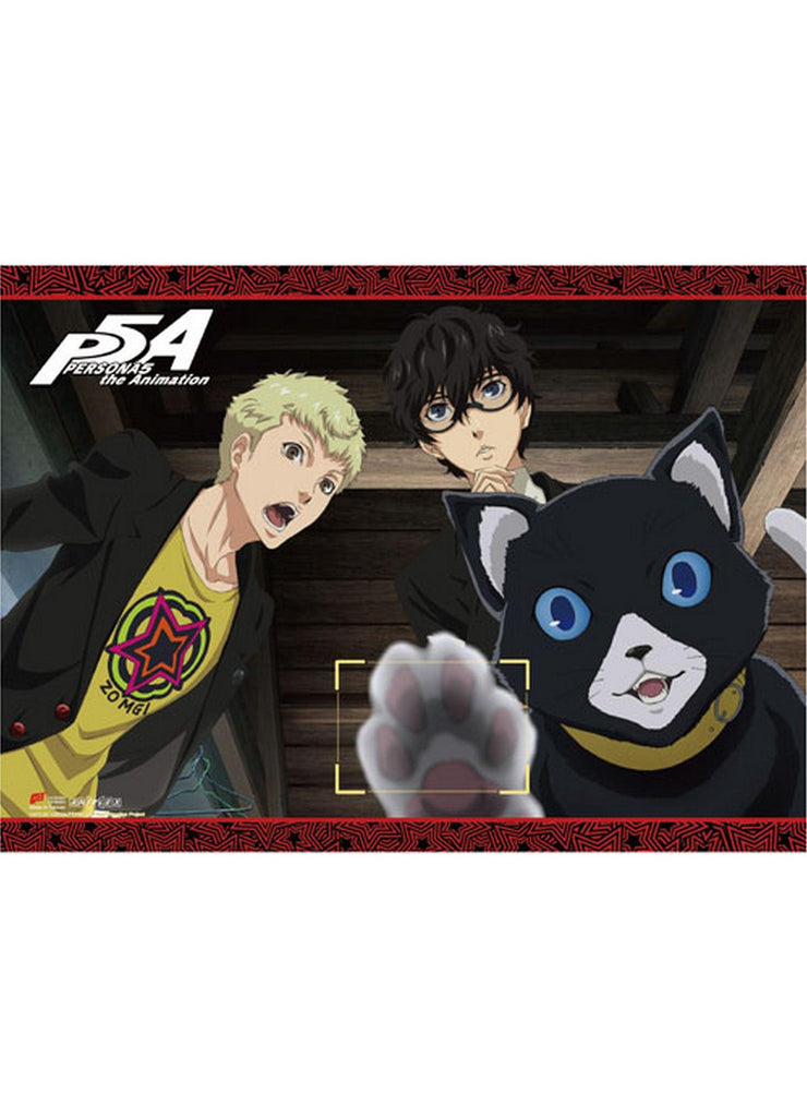 Persona 5 The Animation - Ren Amamiya, Ryuji Sakamoto, & Mona Touching Camera Wall Scroll - Great Eastern Entertainment