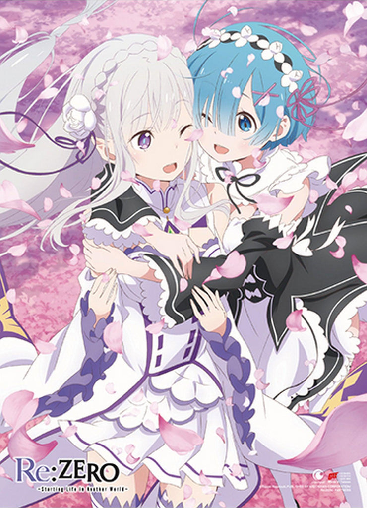 Re:Zero - Starting Life in Another World - Emilia & Rem In Spring Wall Scroll - Great Eastern Entertainment