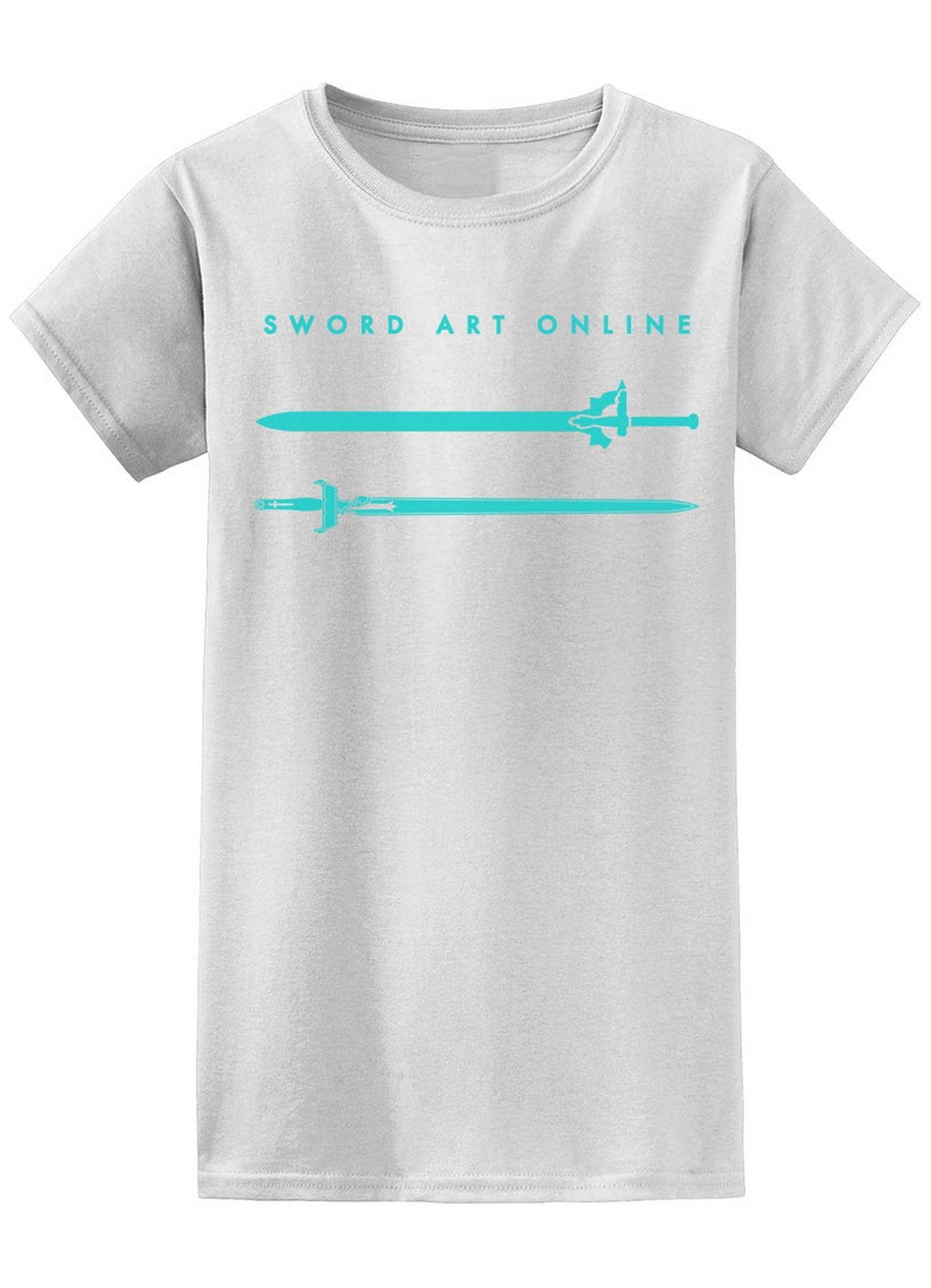 Sword Art Online - Asuna's And Kirito's Swords Jrs Screen Print T-Shirt