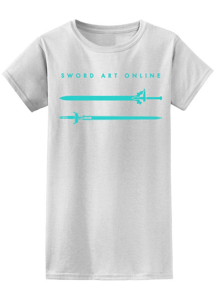 Sword Art Online - Asuna's And Kirito's Swords Jrs Screen Print T-Shirt