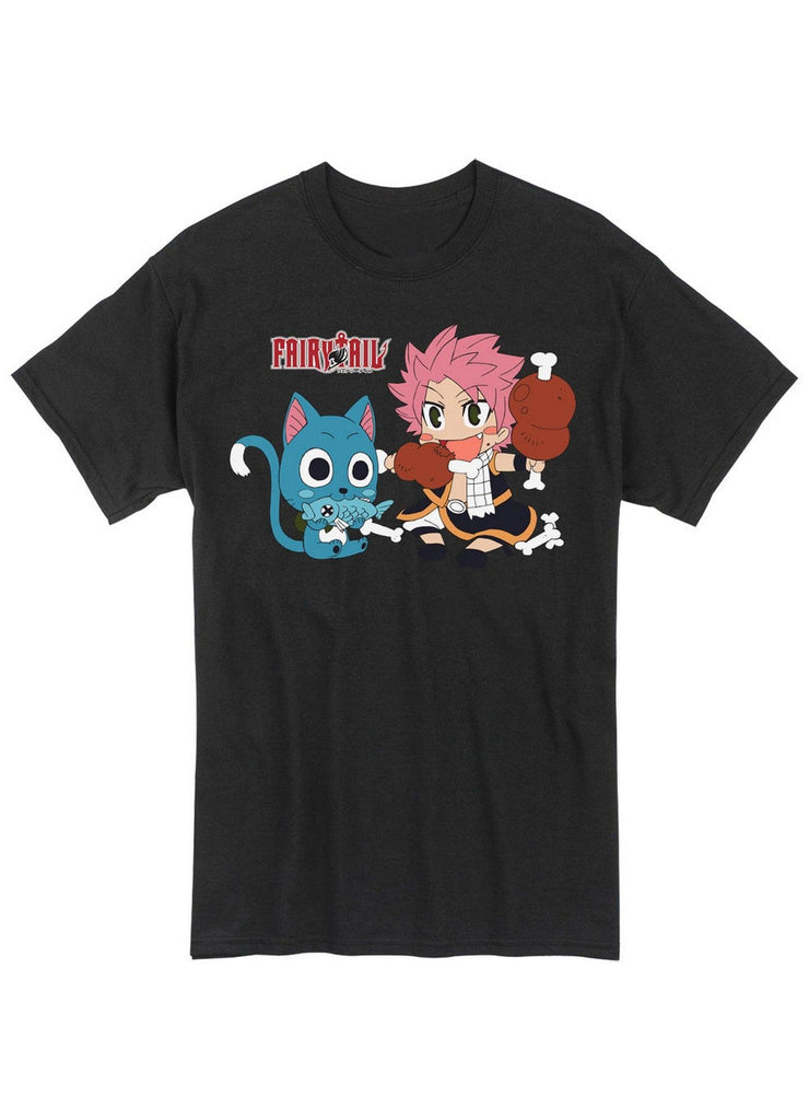 Fairy Tail - Happy And Natsu Dragneel Eating Men's Screen Print T-Shirt