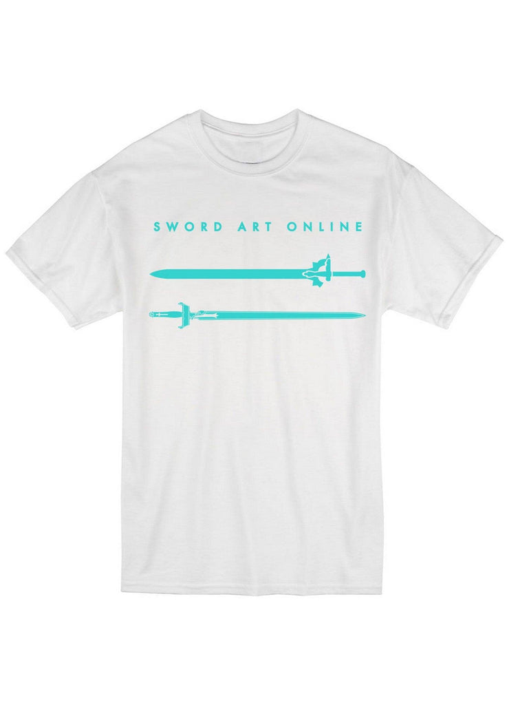 Sword Art Online - Kirito And Asuna Swords White Men's Screen Print T-Shirt