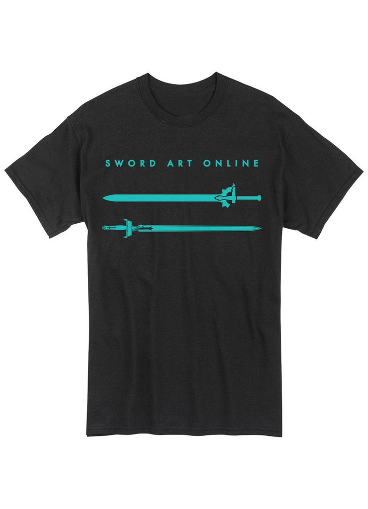 Sword Art Online - Kirito And Asuna Swords Black Men's Screen Print T-Shirt