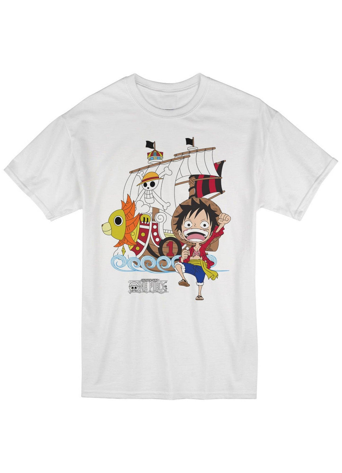 One Piece - SD Monkey D. Luffy & Sunny Men's Screen Print T-Shirt