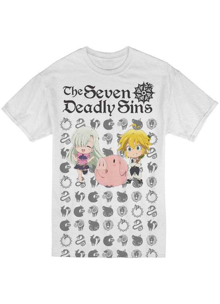 The Seven Deadly Sins - SD Meliodas, Elizabeth & Hawk Sublimation Men's T-Shirt