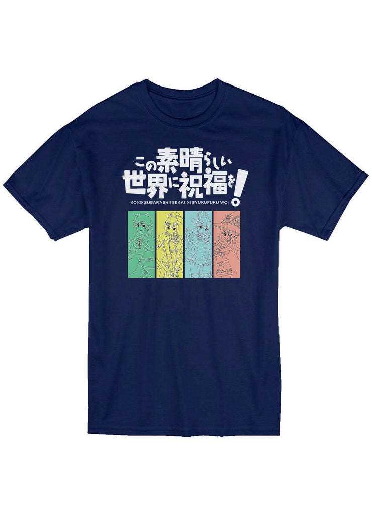 Konosuba - Group Line Men's Screen Print T-Shirt