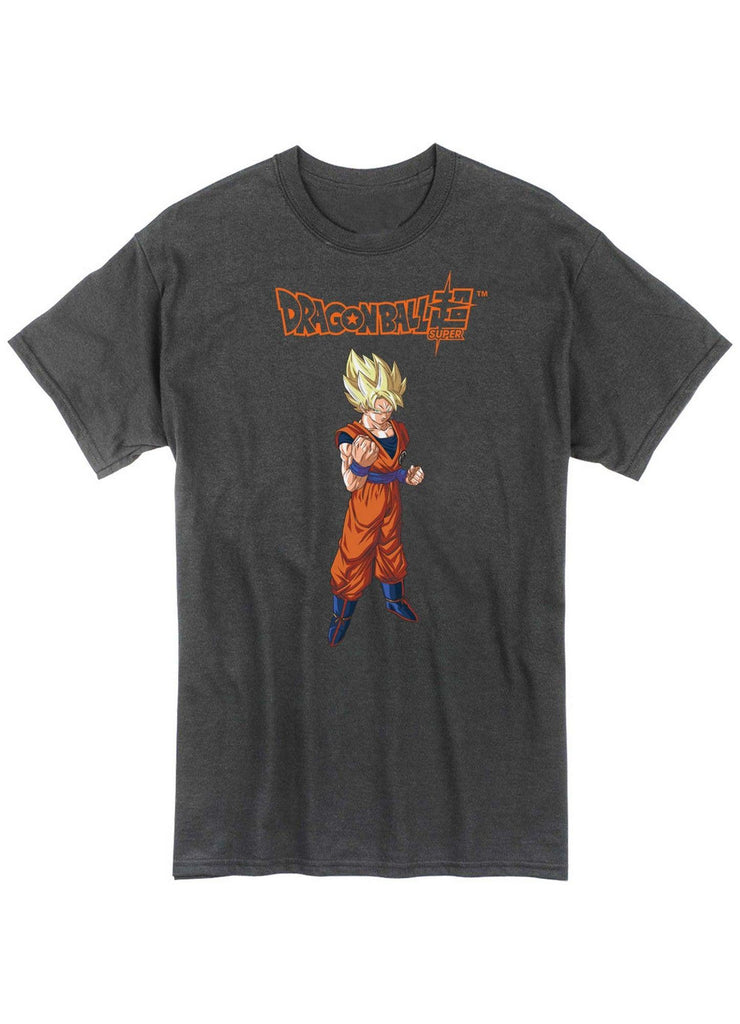 Dragon Ball Super - Super Saiyan Son Goku With Fist Front Men's Screen Print Charcoal T-Shirt